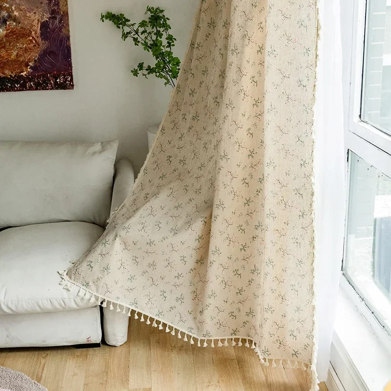 Linen Curtain Eyelet - الأزهار مزرعة شبه ستائر التعتيم ،