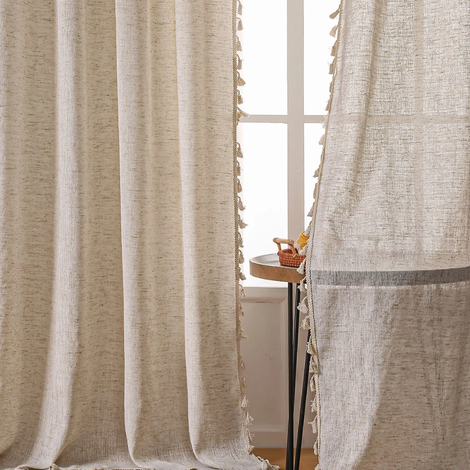 Linen Curtain Eyelet - بوهو الكتان شبه ستائر التعتيم 1