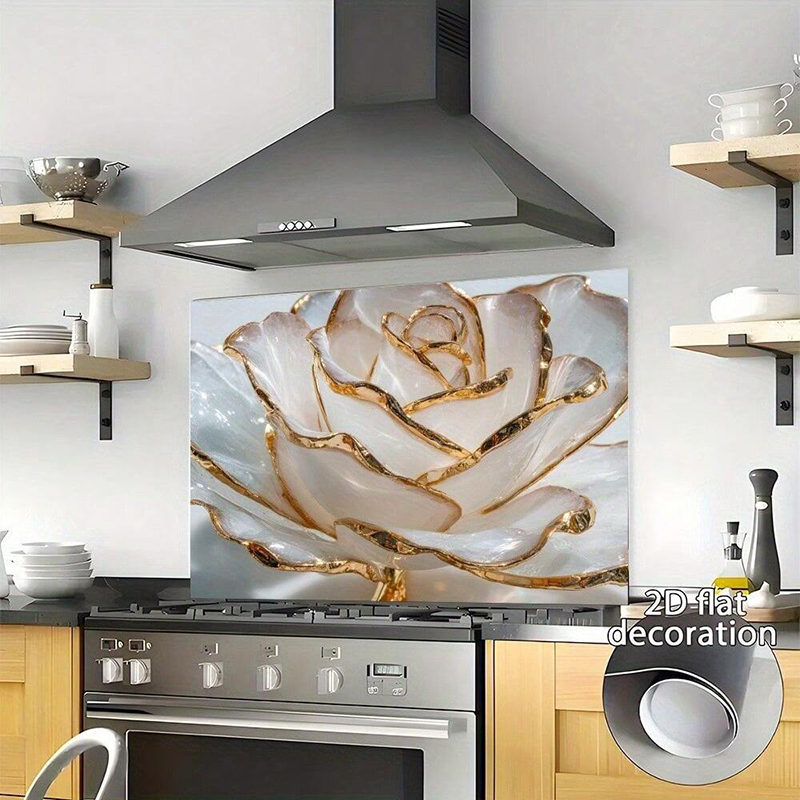 Interior Design Kitchen Modern - ملصق جداري فاخر للمطبخ بتصميم وردة