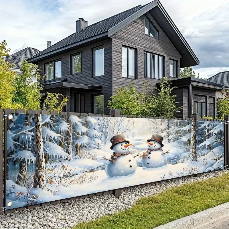 Interior Design Years - لافتة شتوية بتصميم رجل الثلج وندف