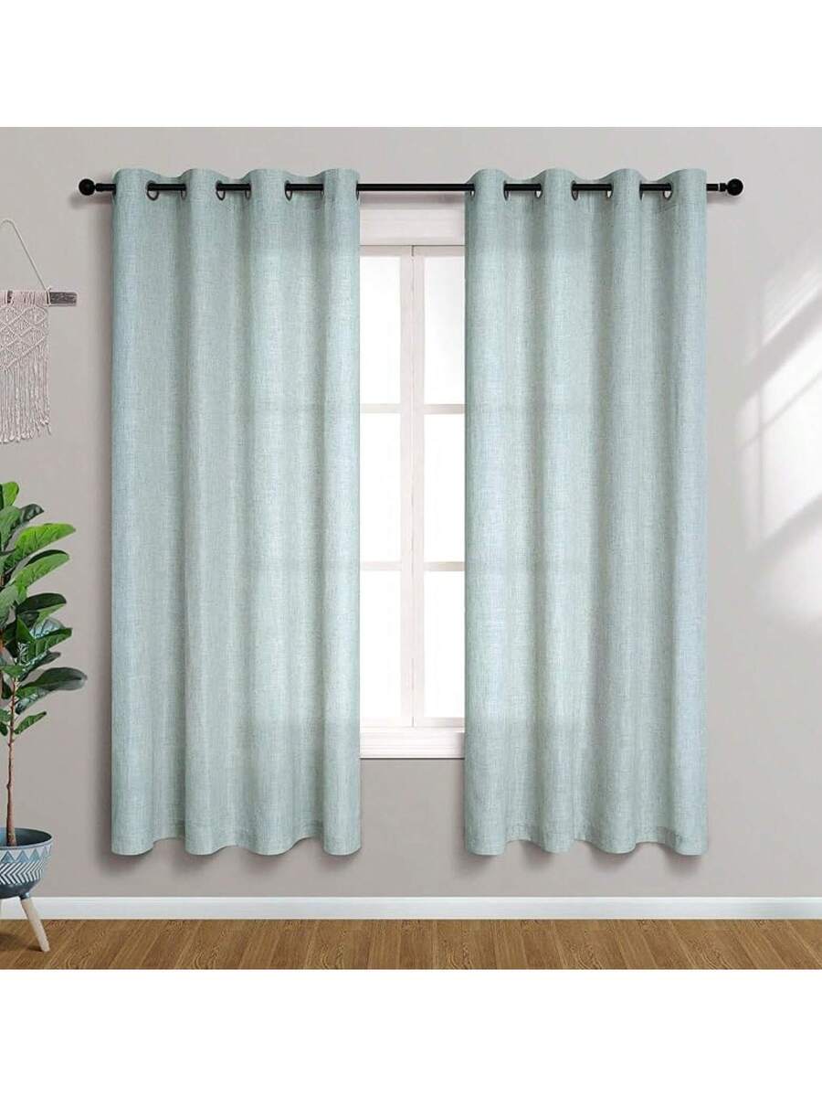 ستائر غرفة المعيشة بطول 96 بوص - مراجعة Linen Curtain Eyelet وسعره