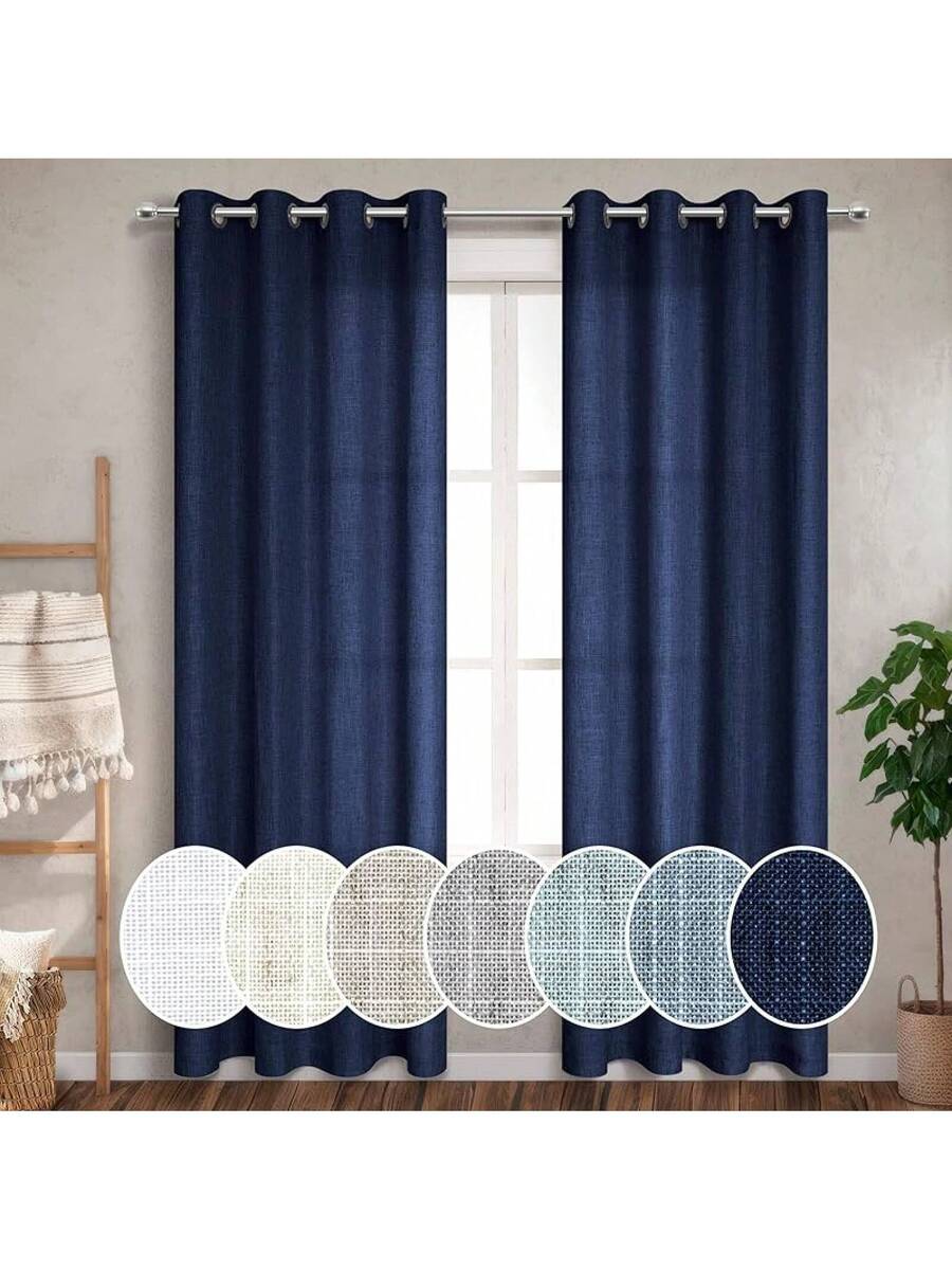 ستائر غرفة المعيشة بطول 96 بوص - مراجعة Linen Curtain Eyelet وسعره