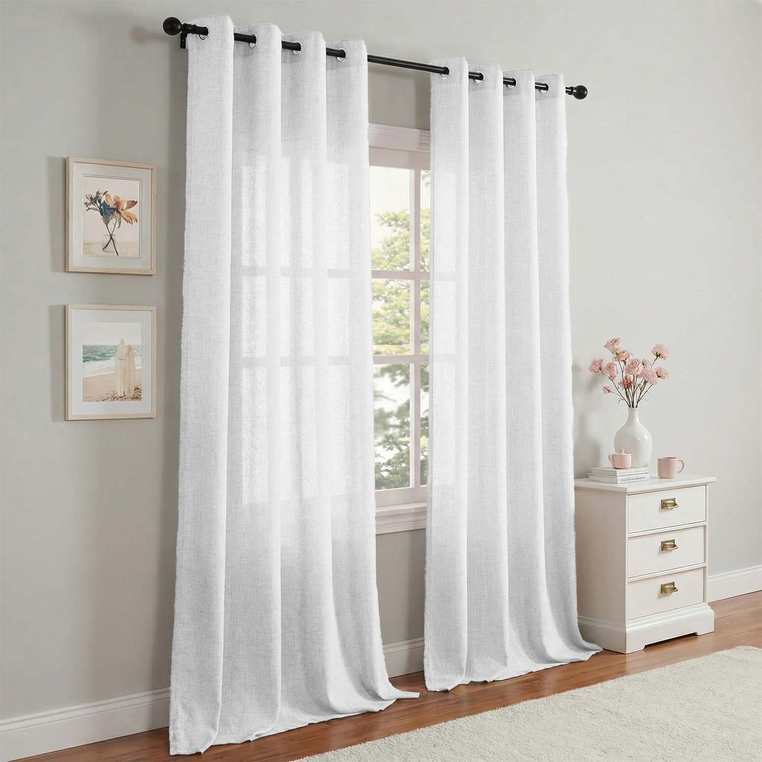 قطعة واحدة، ستارة شفافة بلون و - مراجعة Linen Curtain Eyelet وسعره