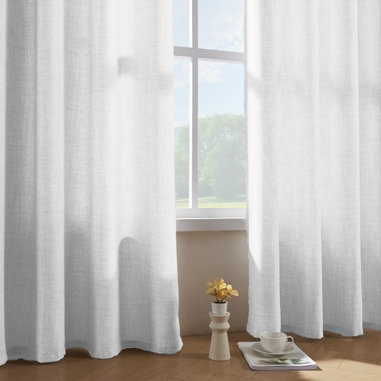 قطعة واحدة، ستارة شفافة بلون و - مراجعة Linen Curtain Eyelet وسعره