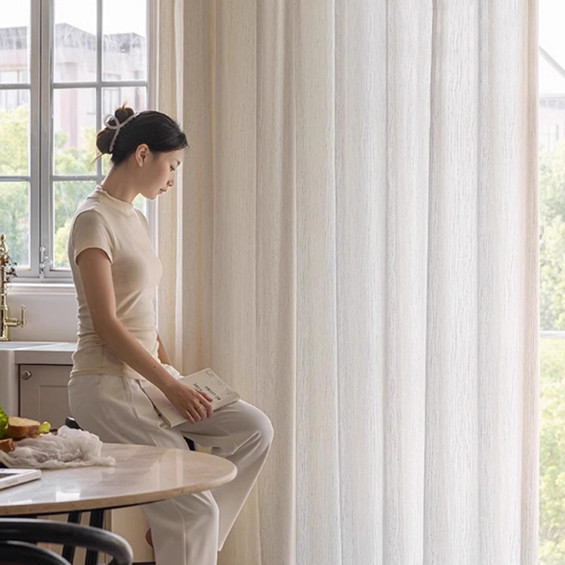 حجم مخصص الجاكار الكتان شبه تج - مراجعة Linen Curtain Eyelet وسعره